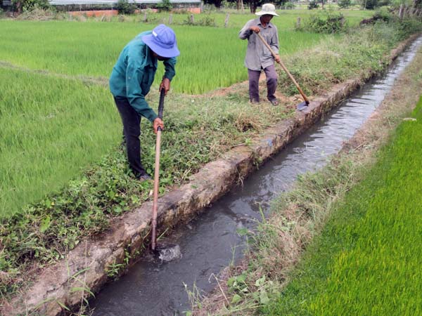 Hệ thống kênh mương xã Phước Thái kiên cố hóa phục vụ nước sản xuất cho nông dân.